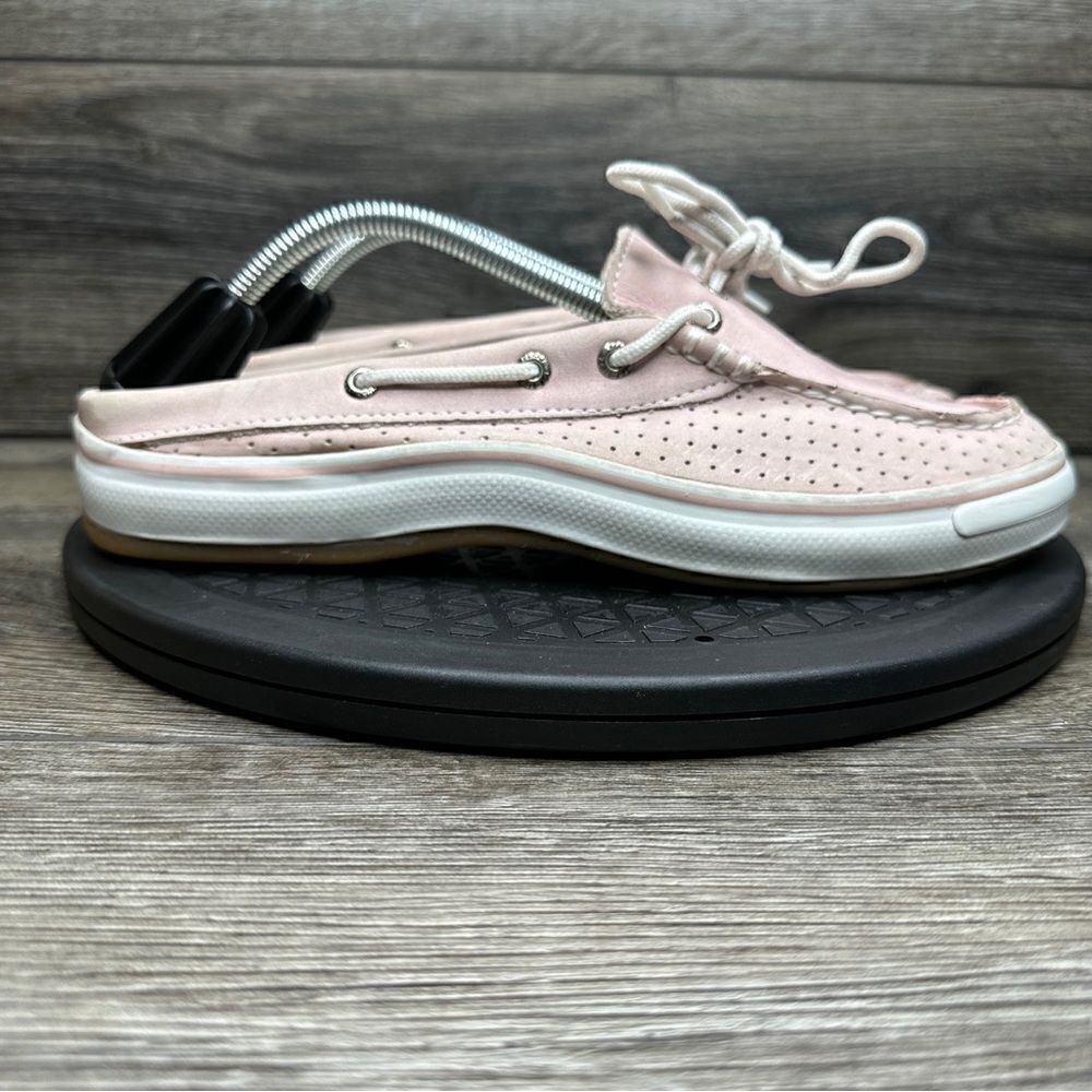WOMENS SPERRY TOPSIDER BEIGE PINK-NUDE LOAFERS-CUSHION INSOLE--EUC-Size 9
